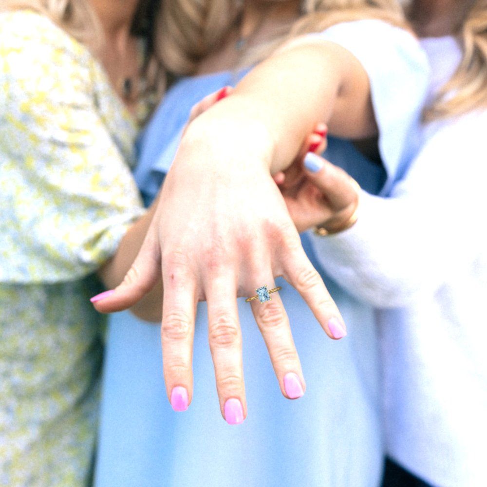 1.75 cttw Natural Aquamarine Solitaire  Engagement Ring - Solid Gold (Radiant Cut,7.5x5.5mm)