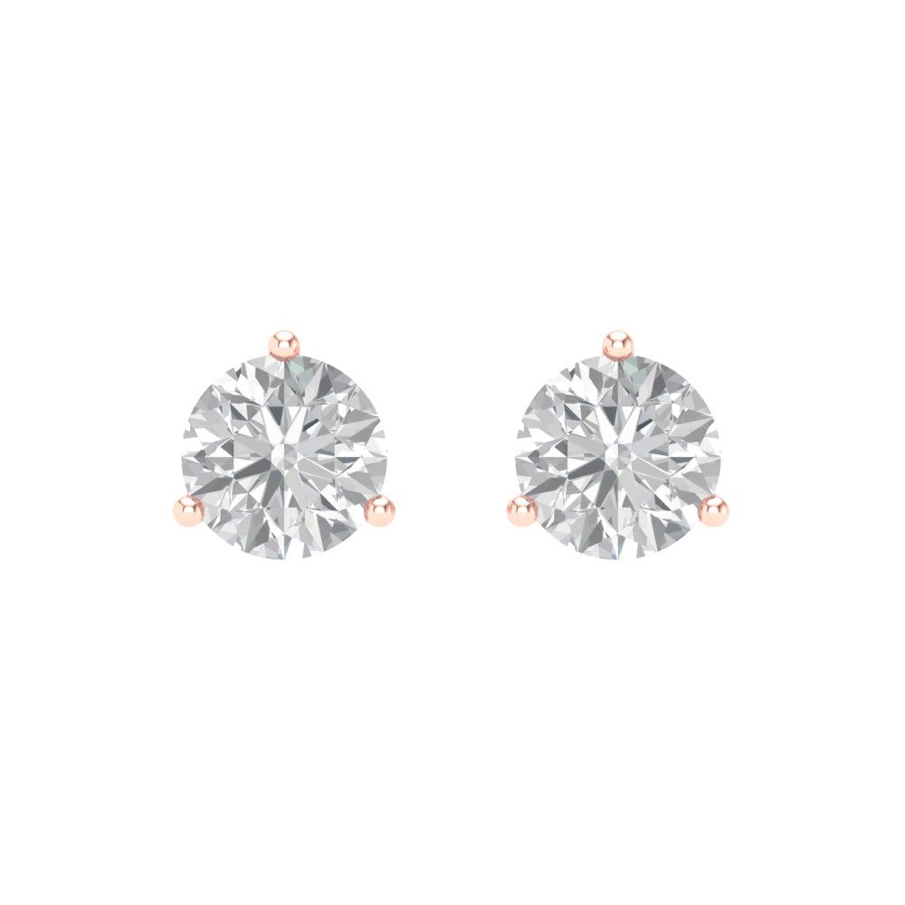 2 ctw White Sapphire Studs Earrings | 6.5mm Round Cut White Gold Screw back | April Birthstone