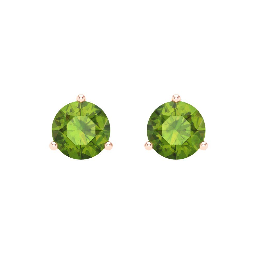 2 ctw Peridot Studs Earrings | 6.5mm Round Cut White Gold Screw back | August Birthstone