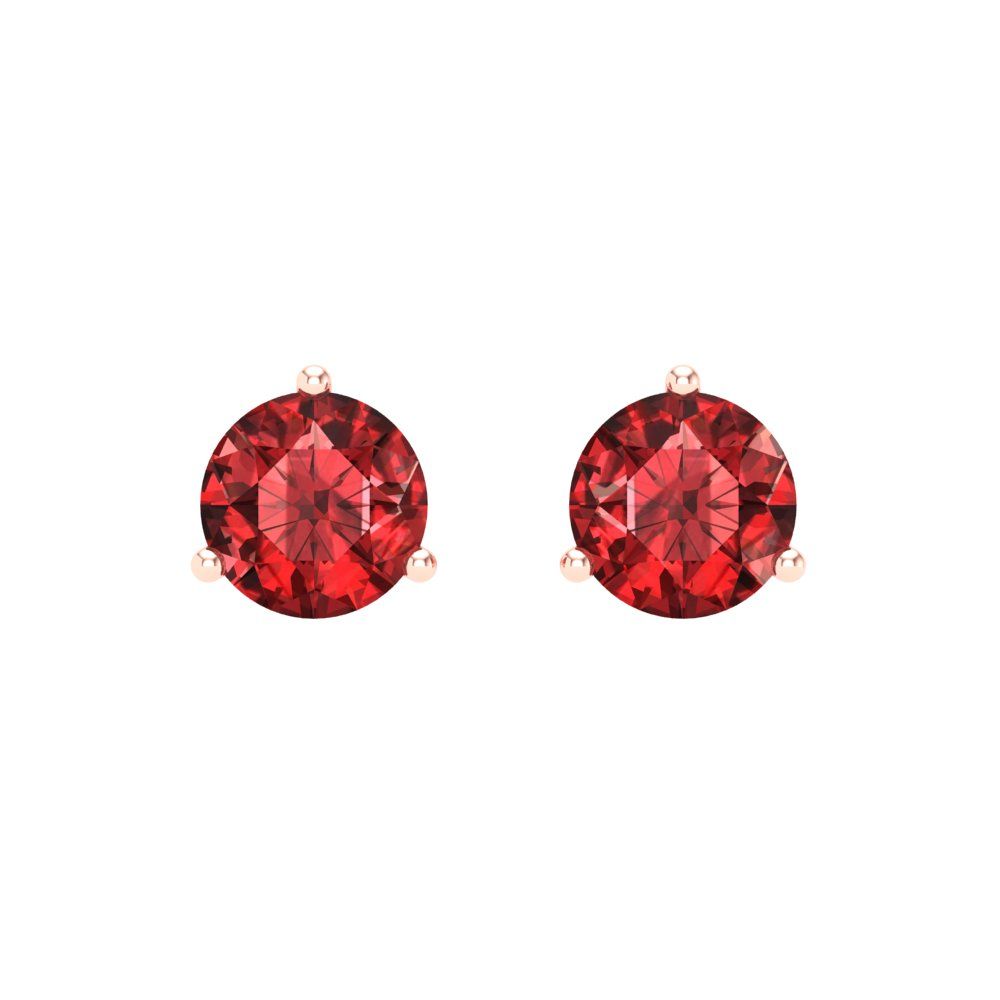 2 ctw Garnet Studs Earrings | 6.5mm Round Cut White Gold Screw back | January Birthstone