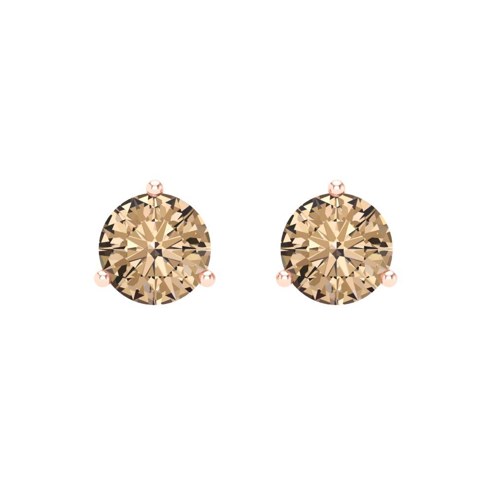 2 ctw Yellow Moissanite Studs Earrings | 6.5mm Round Cut White Gold Screw back | April Birthstone