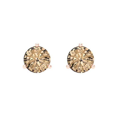 2 ctw Yellow Moissanite Studs Earrings | 6.5mm Round Cut White Gold Screw back | April Birthstone