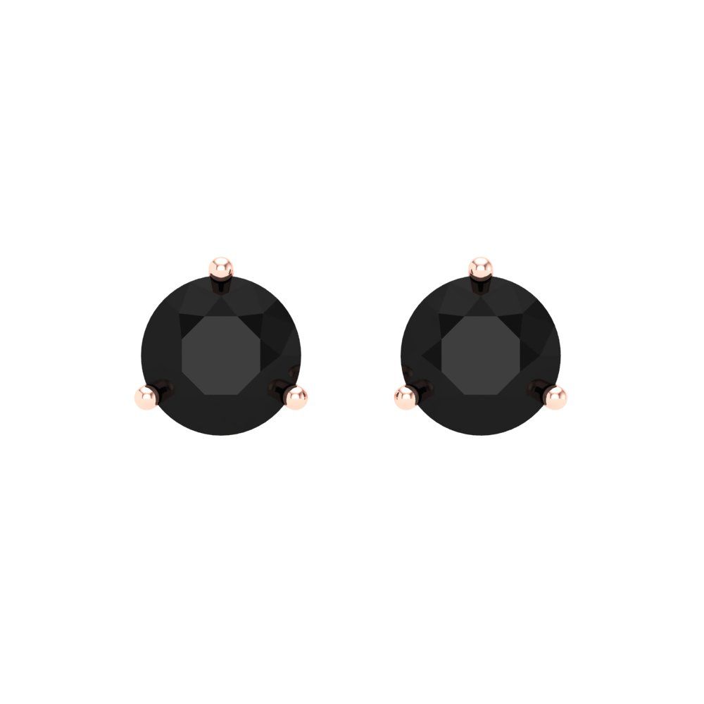 2 ctw Onyx Studs Earrings | 6.5mm Round Cut White Gold Screw back | July Birthstone