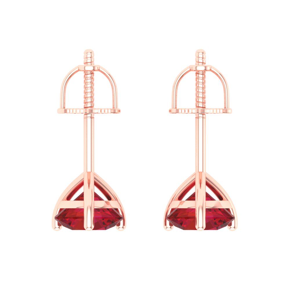 2 ctw Pink Tourmaline Studs Earrings | 6.5mm Round Cut White Gold Screw back | April Birthstone