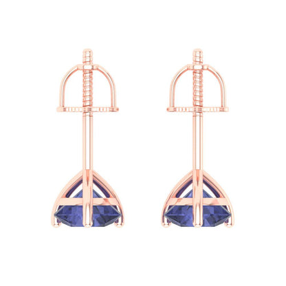 2 ctw Tanzanite Studs Earrings | 6.5mm Round Cut White Gold Screw back | December Birthstone