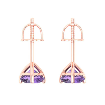 2cttw Alexandrite Gold-Plated 925 Silver Screw Back Stud Earrings