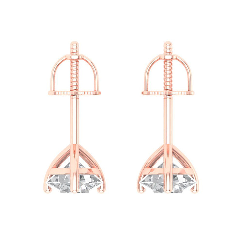 2 ct Brilliant Round Cut Solitaire Studs Natural Diamond Stone Clarity SI1-2 Color G-H Rose Gold Earrings Screw back