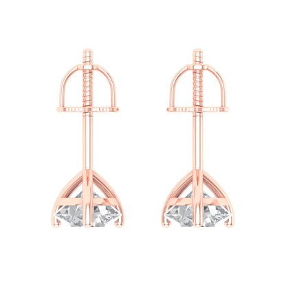 2 ctw Moissanite Studs Earrings | 6.5mm Round Cut White Gold Screw back | April Birthstone