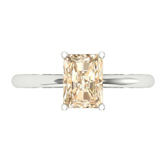 1.75 cttw Natural Morganite Solitaire  Engagement Ring - Solid White Gold (VVS1, Radiant Cut,7.5x5.5mm)