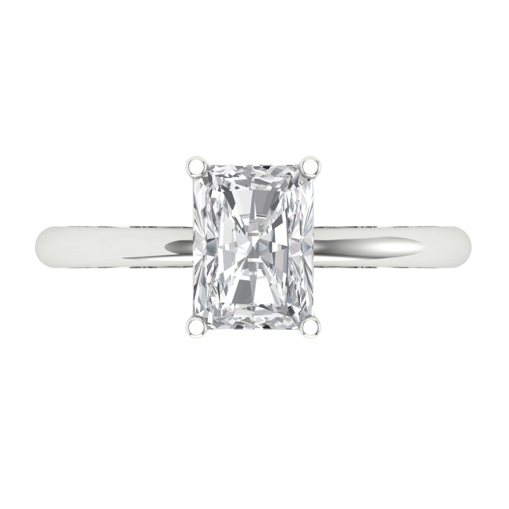 1.75 cttw Certified Moissanite Solitaire  Engagement Ring - Solid Gold (VVS1, D-F,Radiant Cut,7.5x5.5mm)
