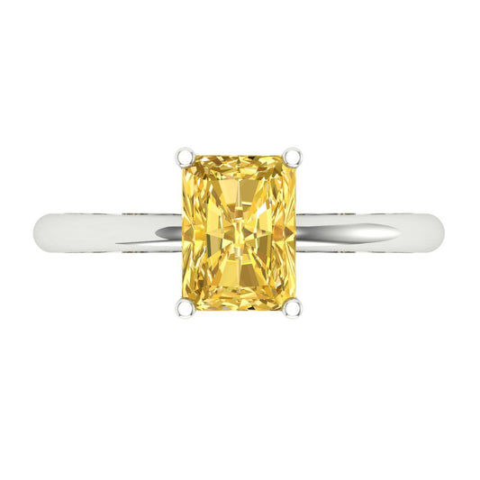 1.75 cttw Natural Citrine Solitaire  Engagement Ring - Solid White Gold (VVS1, Radiant Cut,7.5x5.5mm)