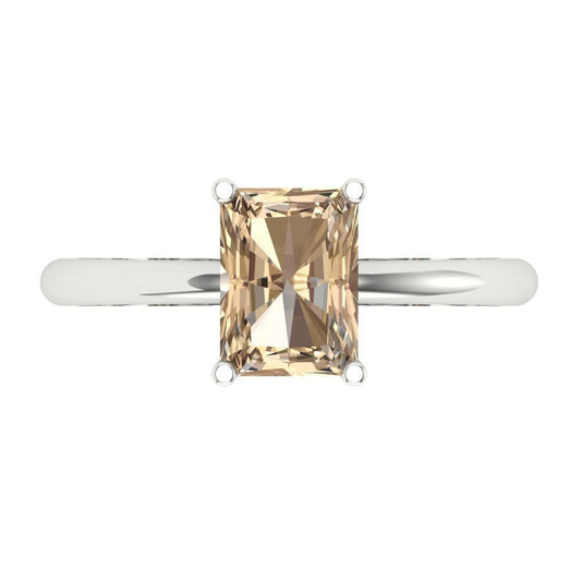 1.75 cttw Yellow Moissanite Solitaire  Engagement Ring - Solid White Gold (VVS1, Radiant Cut,7.5x5.5mm)