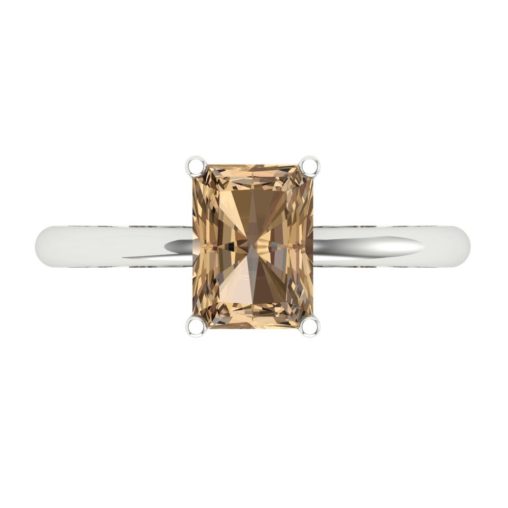 1.75 cttw Zirconia Simulated Champagne Diamond Solitaire  Engagement Ring - Solid Gold (VVS1, Radiant Cut,7.5x5.5mm)