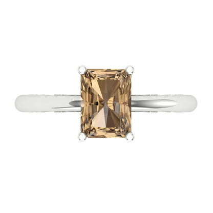 1.75 cttw Zirconia Simulated Champagne Diamond Solitaire  Engagement Ring - Solid Gold (VVS1, Radiant Cut,7.5x5.5mm)