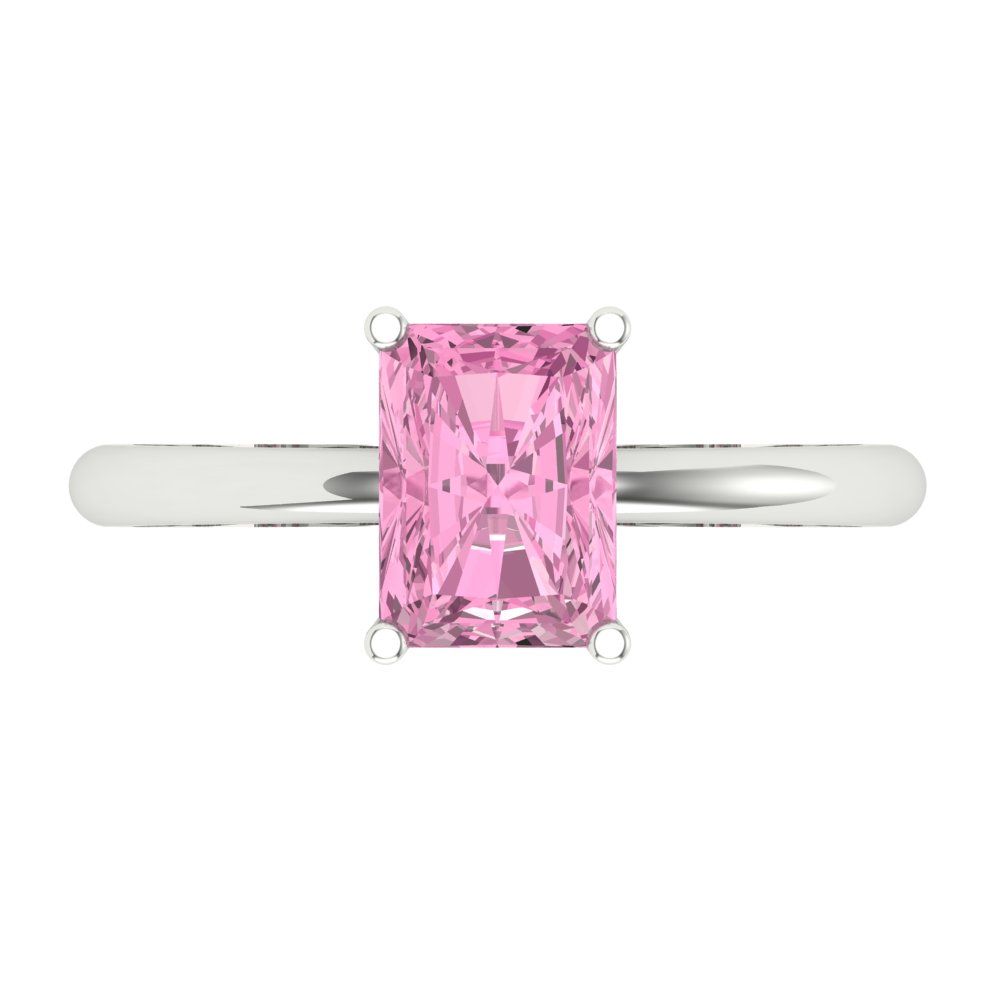 1.75 cttw Zirconia Simulated Pink Diamond Solitaire  Engagement Ring - Solid Gold (VVS1, Radiant Cut,7.5x5.5mm)