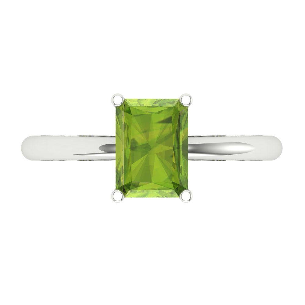 1.75 cttw Natural Peridot Solitaire  Engagement Ring - Solid Gold (Radiant Cut,7.5x5.5mm)