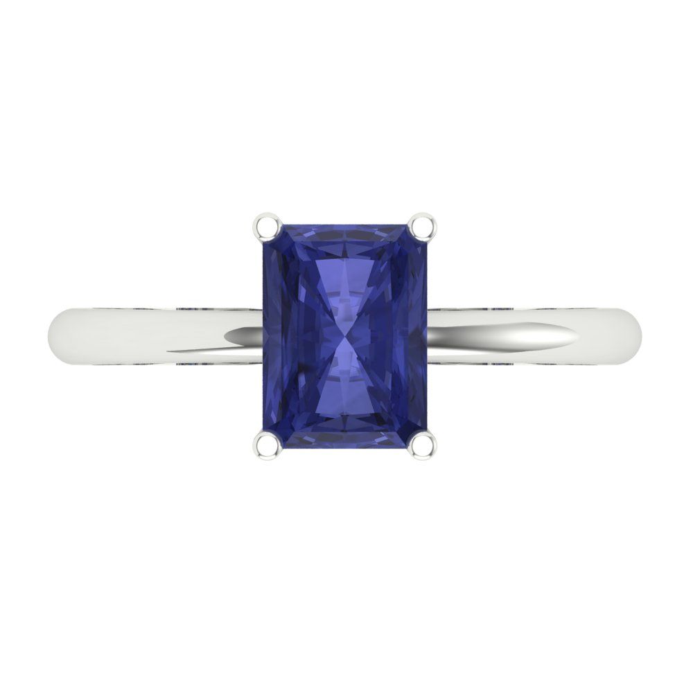 1.75 cttw Simulated Tanzanite Solitaire  Engagement Ring - Solid Gold (Radiant Cut,7.5x5.5mm)