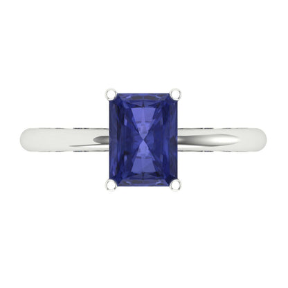 1.75 cttw Simulated Tanzanite Solitaire  Engagement Ring - Solid Gold (Radiant Cut,7.5x5.5mm)