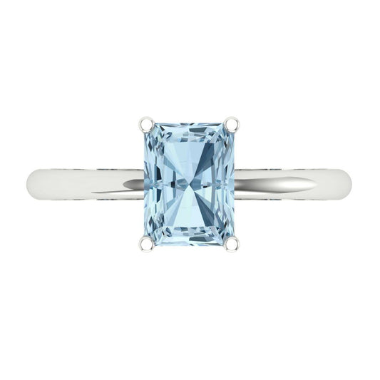 1.75 cttw Natural Sky Blue Topaz Solitaire  Engagement Ring - Solid White Gold (VVS1, Radiant Cut,7.5x5.5mm)