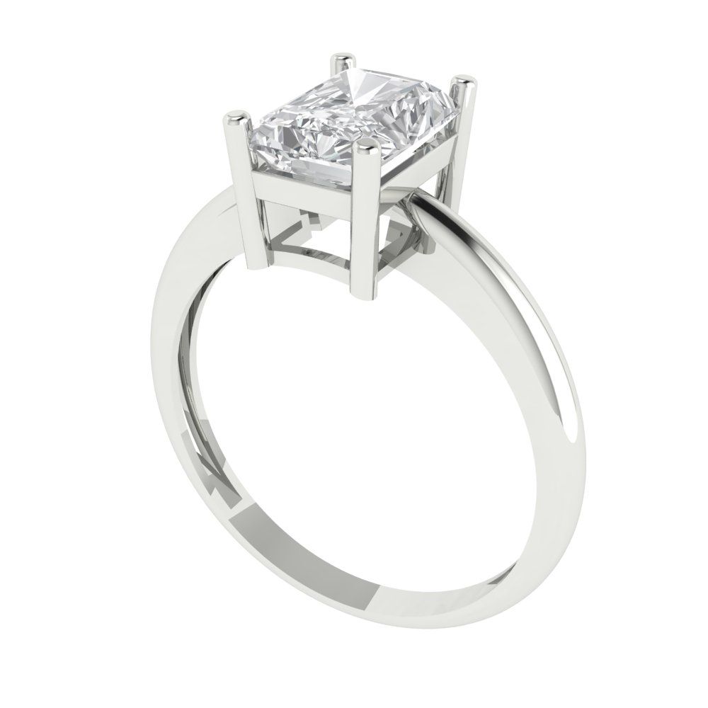 1.75 cttw Certified Moissanite Solitaire  Engagement Ring - Solid Gold (VVS1, D-F,Radiant Cut,7.5x5.5mm)