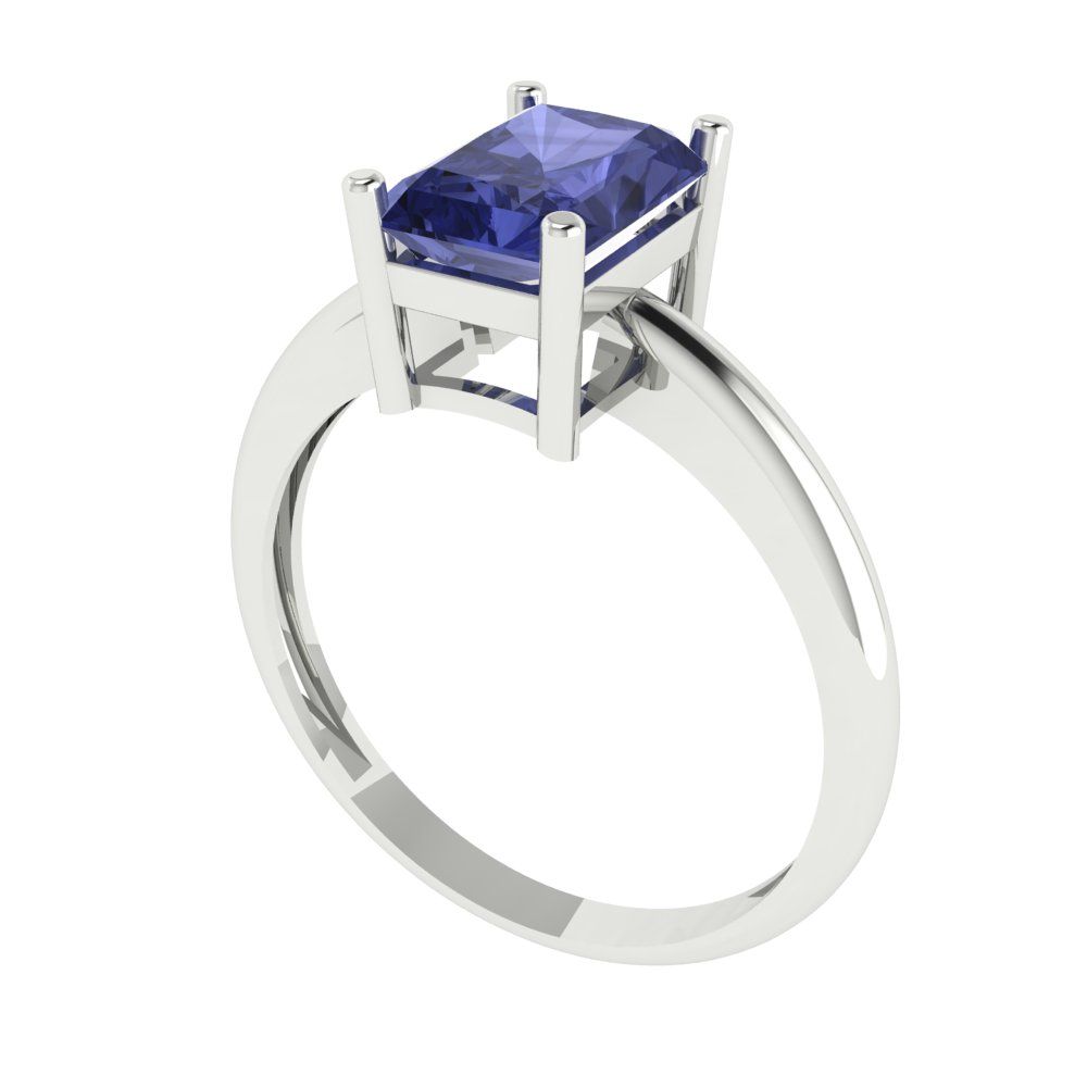 1.75 cttw Simulated Tanzanite Solitaire  Engagement Ring - Solid Gold (Radiant Cut,7.5x5.5mm)