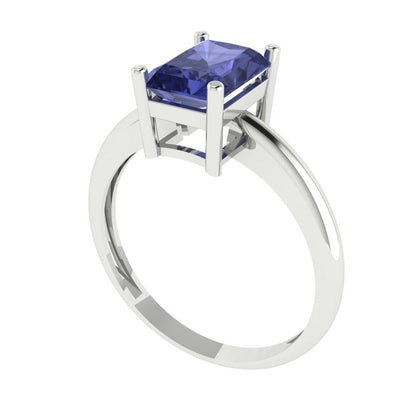 1.75 cttw Simulated Tanzanite Solitaire  Engagement Ring - Solid Gold (Radiant Cut,7.5x5.5mm)