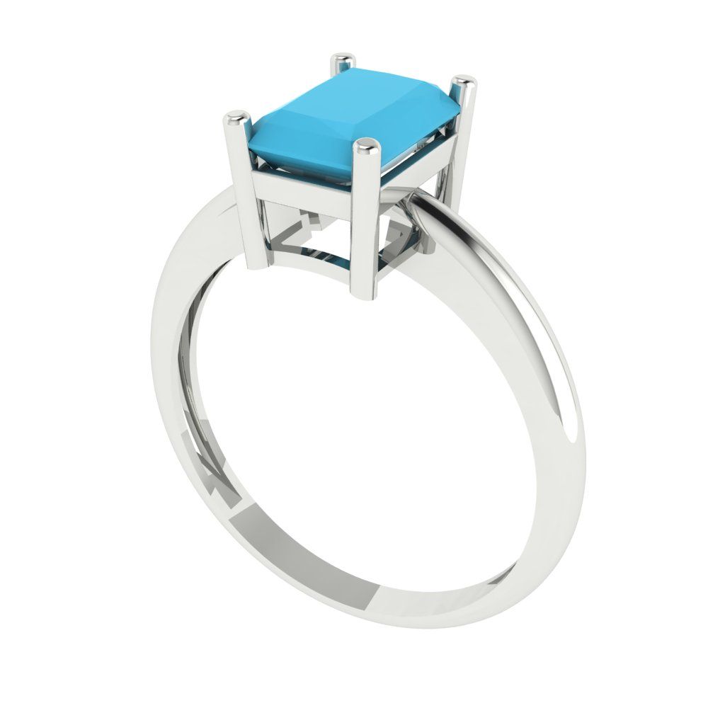 1.75 cttw Simulated Turquoise Solitaire  Engagement Ring - Solid Gold (Radiant Cut,7.5x5.5mm)