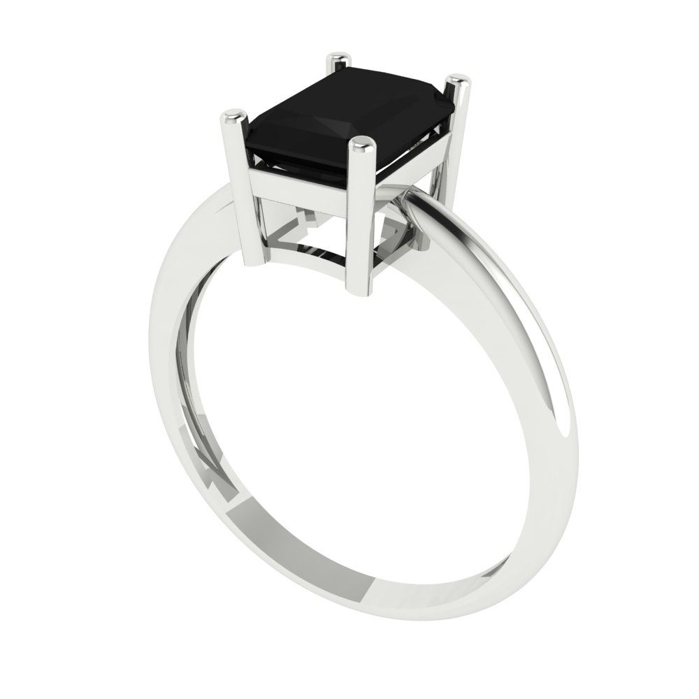 1.75 cttw Natural Onyx Solitaire  Engagement Ring - Solid Gold (Radiant Cut,7.5x5.5mm)