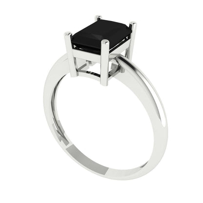 1.75 cttw Natural Onyx Solitaire  Engagement Ring - Solid Gold (Radiant Cut,7.5x5.5mm)
