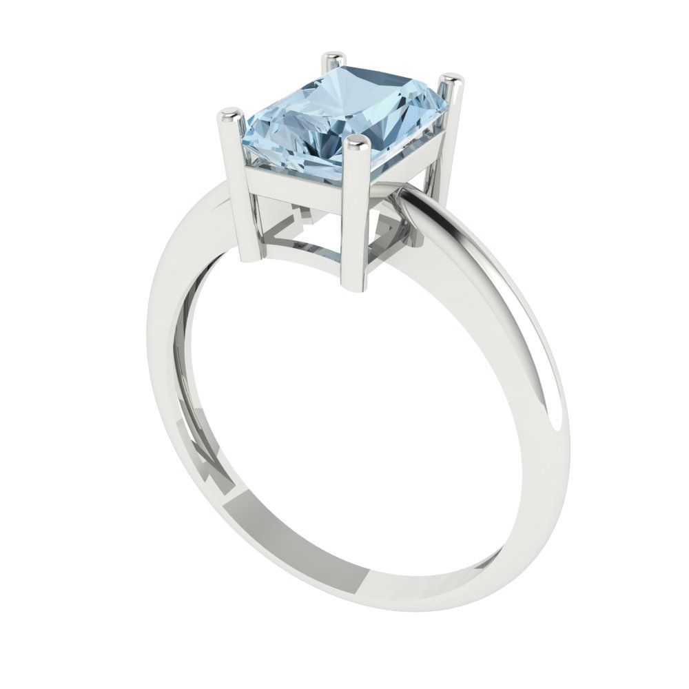 1.75 cttw Natural Aquamarine Solitaire  Engagement Ring - Solid Gold (Radiant Cut,7.5x5.5mm)
