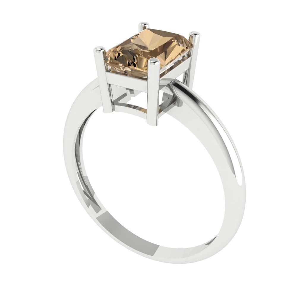 1.75 cttw Zirconia Simulated Champagne Diamond Solitaire  Engagement Ring - Solid Gold (VVS1, Radiant Cut,7.5x5.5mm)