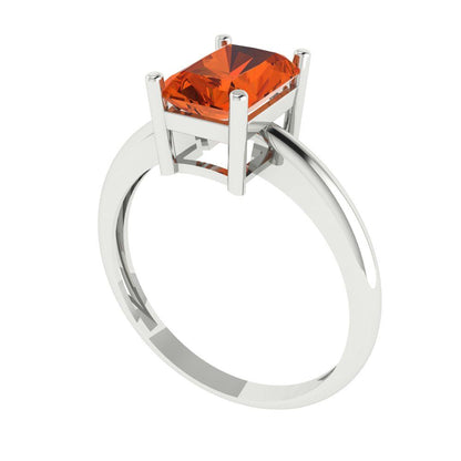 1.75 cttw Zirconia Simulated Red Diamond Solitaire  Engagement Ring - Solid Gold (VVS1, Radiant Cut,7.5x5.5mm)