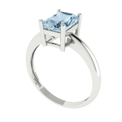 1.75 cttw Natural Sky Blue Topaz Solitaire  Engagement Ring - Solid Gold (Radiant Cut,7.5x5.5mm)