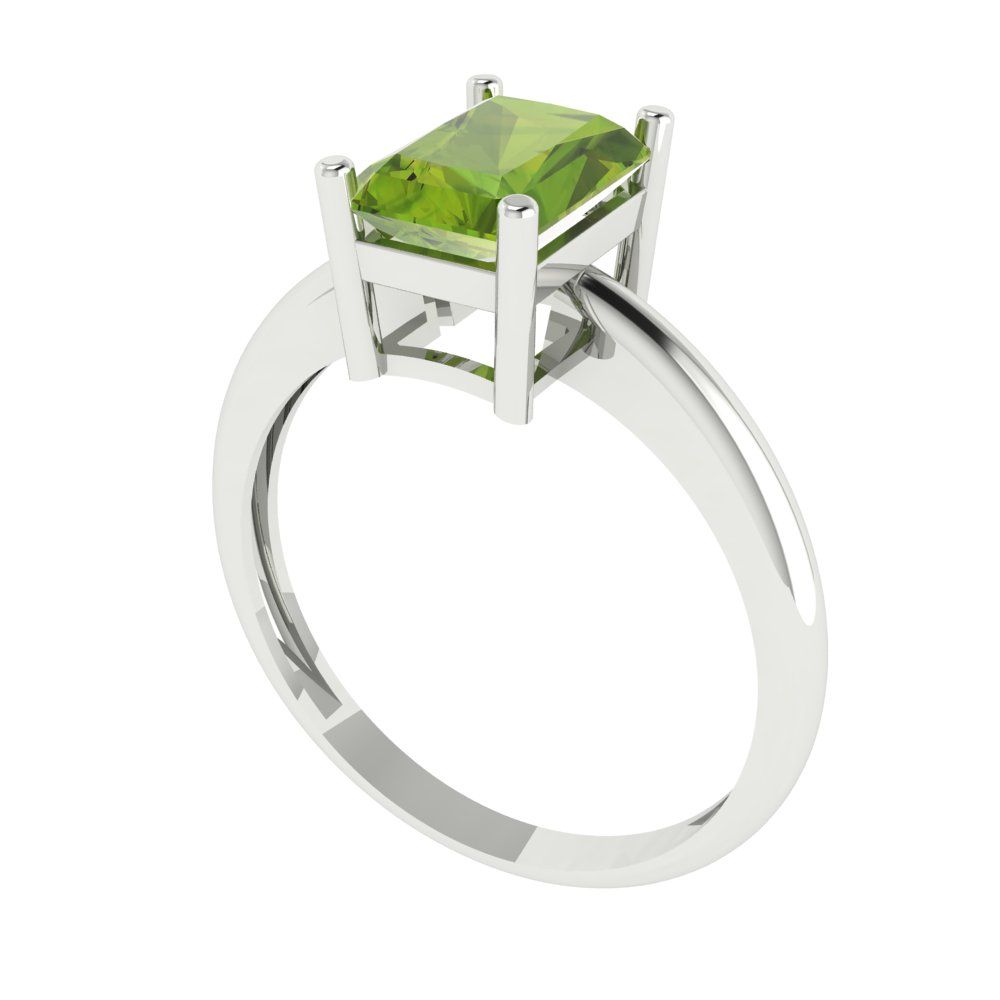 1.75 cttw Natural Peridot Solitaire  Engagement Ring - Solid Gold (Radiant Cut,7.5x5.5mm)