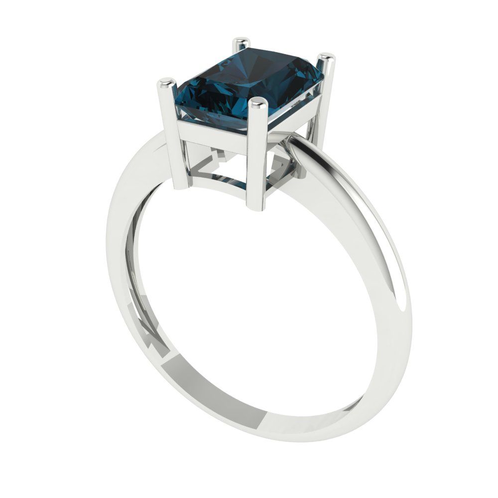 1.75 cttw Natural London Blue Topaz Solitaire  Engagement Ring - Solid Gold (Radiant Cut,7.5x5.5mm)