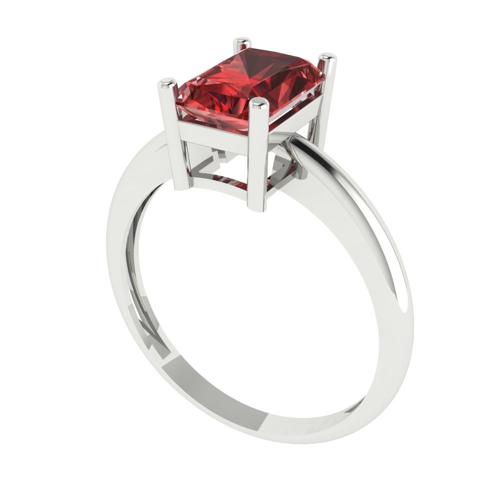 1.75 cttw Natural Garnet Solitaire  Engagement Ring - Solid Gold (Radiant Cut,7.5x5.5mm)
