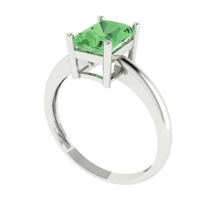 1.75 cttw Zirconia Simulated Green Diamond Solitaire  Engagement Ring - Solid Gold (VVS1, Radiant Cut,7.5x5.5mm)