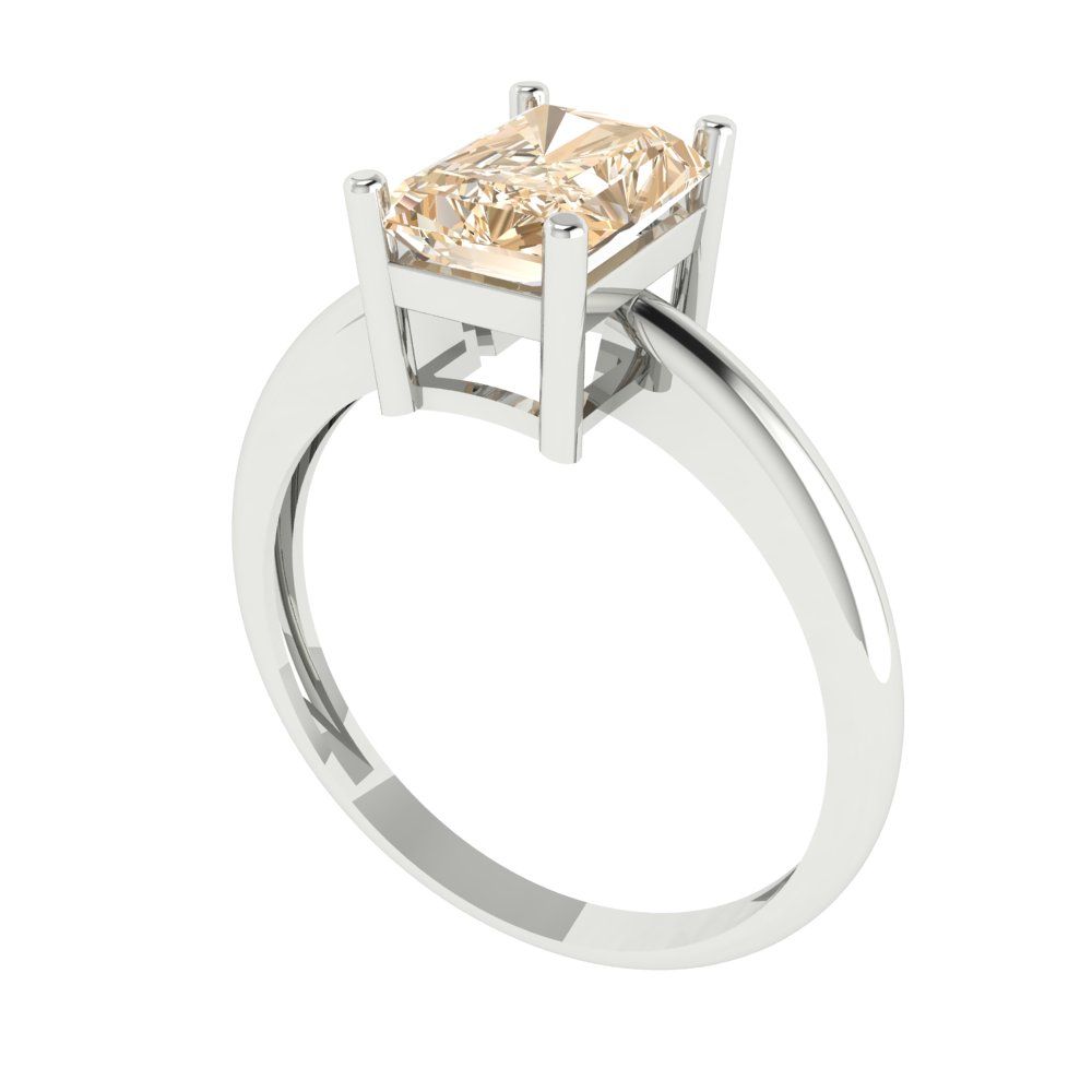 1.75 cttw Natural Morganite Solitaire  Engagement Ring - Solid Gold (Radiant Cut,7.5x5.5mm)
