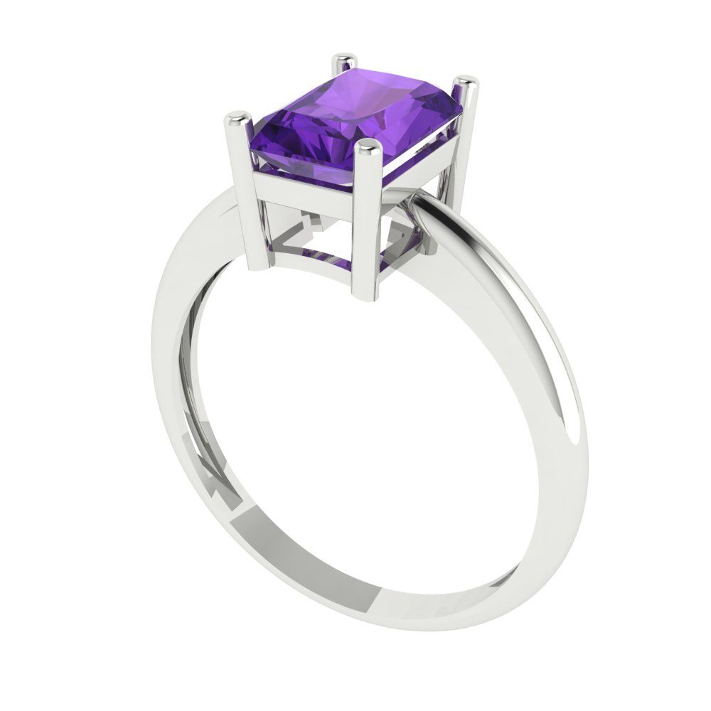 1.75 cttw Natural Amethyst Solitaire  Engagement Ring - Solid Gold (Radiant Cut,7.5x5.5mm)