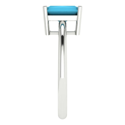 1.75 cttw Simulated Turquoise Solitaire  Engagement Ring - Solid Gold (Radiant Cut,7.5x5.5mm)