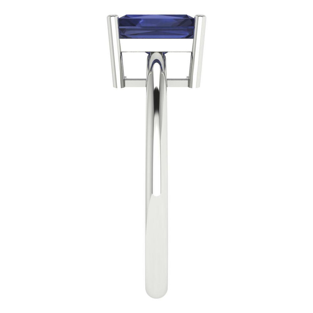 1.75 cttw Simulated Blue Sapphire Solitaire  Engagement Ring - Solid Gold (Radiant Cut,7.5x5.5mm)