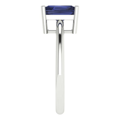 1.75 cttw Simulated Blue Sapphire Solitaire  Engagement Ring - Solid Gold (Radiant Cut,7.5x5.5mm)