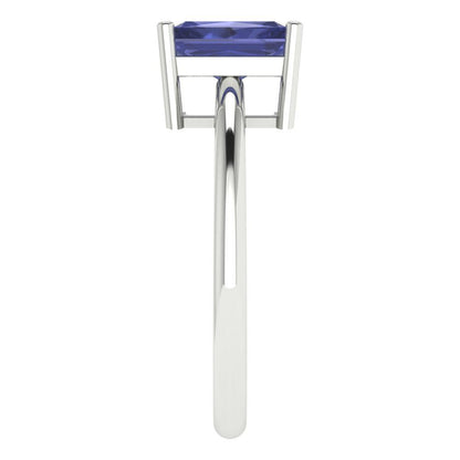 1.75 cttw Simulated Tanzanite Solitaire  Engagement Ring - Solid Gold (Radiant Cut,7.5x5.5mm)