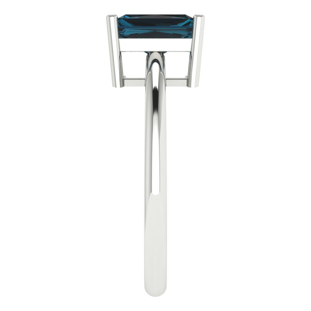 1.75 cttw Natural London Blue Topaz Solitaire  Engagement Ring - Solid Gold (Radiant Cut,7.5x5.5mm)