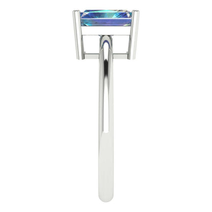 1.75 cttw Blue Moissanite Solitaire  Engagement Ring - Solid Gold (Radiant Cut,7.5x5.5mm)