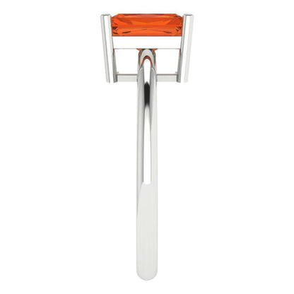 1.75 cttw Zirconia Simulated Red Diamond Solitaire  Engagement Ring - Solid Gold (VVS1, Radiant Cut,7.5x5.5mm)