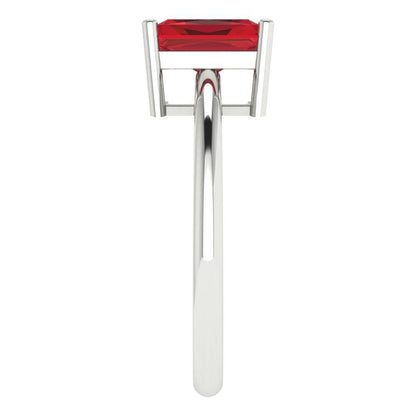 1.75 cttw Simulated Ruby Solitaire  Engagement Ring - Solid Gold (Radiant Cut,7.5x5.5mm)