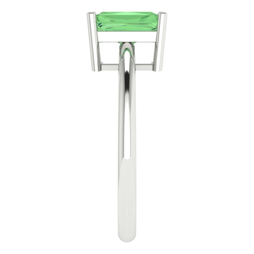 1.75 cttw Zirconia Simulated Green Diamond Solitaire  Engagement Ring - Solid Gold (VVS1, Radiant Cut,7.5x5.5mm)