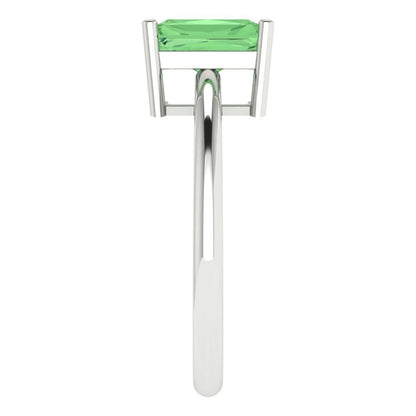 1.75 cttw Zirconia Simulated Green Diamond Solitaire  Engagement Ring - Solid Gold (VVS1, Radiant Cut,7.5x5.5mm)