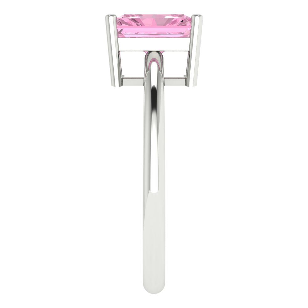 1.75 cttw Zirconia Simulated Pink Diamond Solitaire  Engagement Ring - Solid Gold (VVS1, Radiant Cut,7.5x5.5mm)